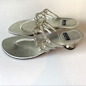 Stuart Wetizman Pewter Colored Rhinestone Sandals